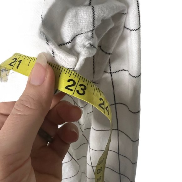 Joie Rangi Black White Windowpane Ruffle Long Sleeve Button Up Top Medium - Picture 9 of 9